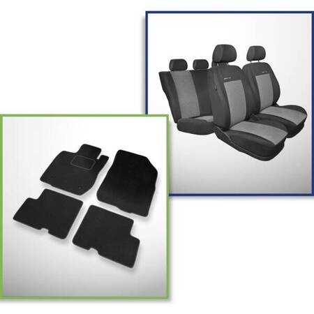 Conjunto: tapetes de veludo + capas feitas sob medida para Dacia Sandero Hatchback (2008-2012) – Elegance P-2