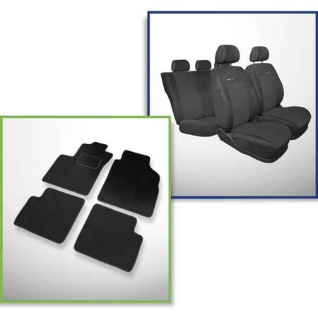 Conjunto: tapetes de veludo + capas feitas sob medida para Fiat 500 Hatchback (2007-2012) – Elegance P-1