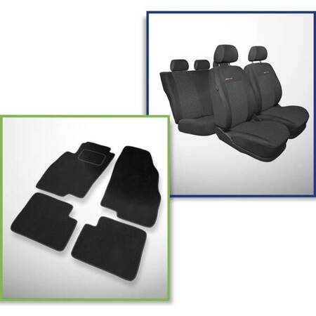 Conjunto: tapetes de veludo + capas feitas sob medida para Fiat Grande Punto Hatchback, Van (2005-2012) – Elegance P-1