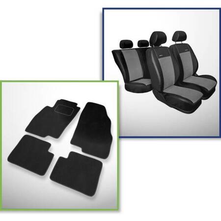 Conjunto: tapetes de veludo + capas feitas sob medida para Fiat Grande Punto Hatchback, Van (2005-2012) – Premium cinza