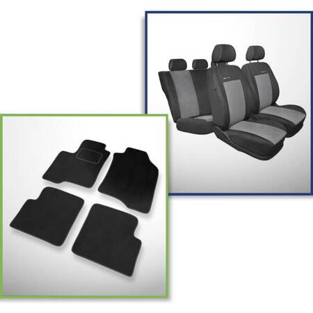 Conjunto: tapetes de veludo + capas feitas sob medida para Fiat Panda III Hatchback, Van (2012-....) – Elegance P-2 - 4 lugares