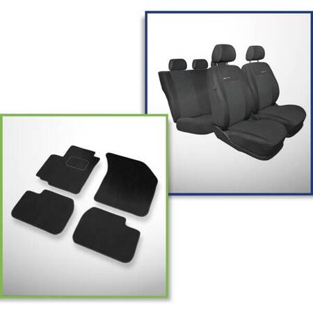 Conjunto: tapetes de veludo + capas feitas sob medida para Fiat Sedici Crossover (2006-2014) – Elegance P-1