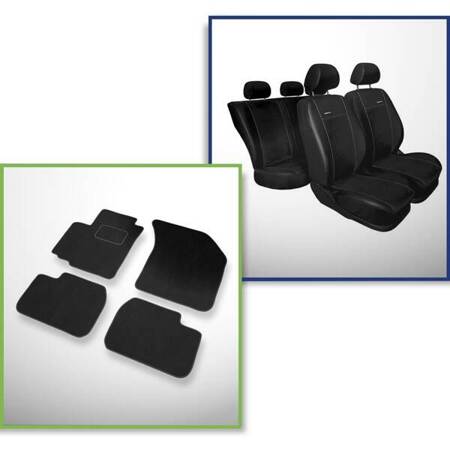 Conjunto: tapetes de veludo + capas feitas sob medida para Fiat Sedici Crossover (2006-2014) – Premium preto