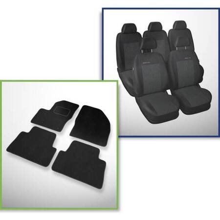 Conjunto: tapetes de veludo + capas feitas sob medida para Ford C-MAX Minivan (2003-2010) – Elegance P-1