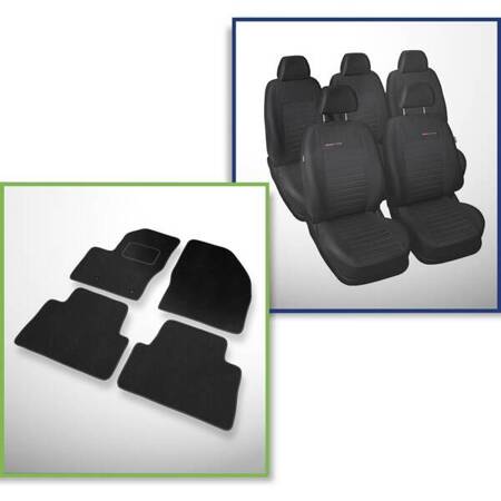 Conjunto: tapetes de veludo + capas feitas sob medida para Ford C-MAX Minivan (2003-2010) – Elegance P-4