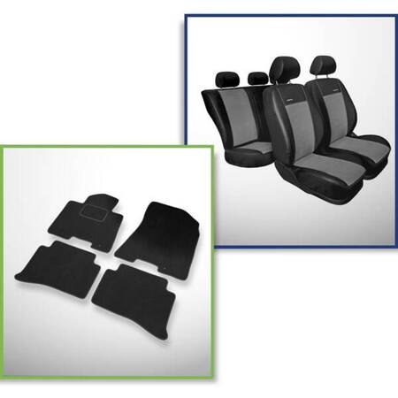 Conjunto: tapetes de veludo + capas feitas sob medida para Hyundai Tucson III SUV (2015-2020) – Premium cinza