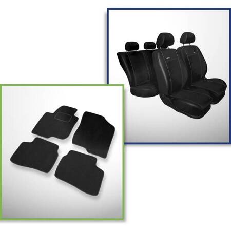 Conjunto: tapetes de veludo + capas feitas sob medida para Hyundai i30 CW, Hatchback (2007-2011) – Premium preto