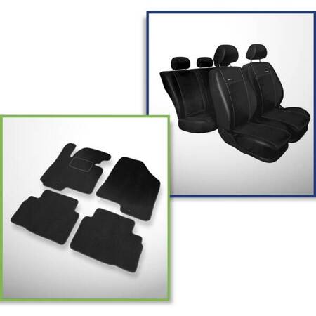 Conjunto: tapetes de veludo + capas feitas sob medida para Kia Sportage III SUV (2010-2016) – Premium preto