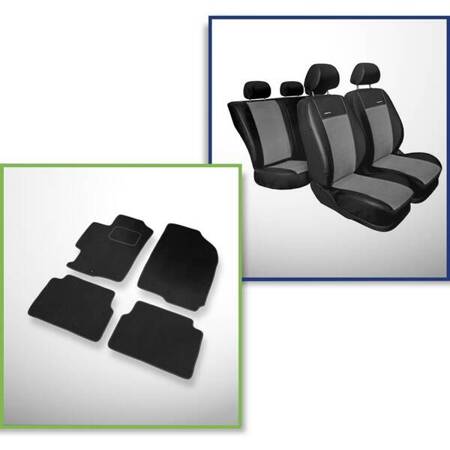 Conjunto: tapetes de veludo + capas feitas sob medida para Mazda 6 Kombi, Liftback, Sedan (2002-2008) – Premium cinza