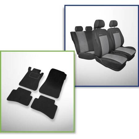 Conjunto: tapetes de veludo + capas feitas sob medida para Mercedes-Benz Classe C W203 Kombi, Limuzyna (2000-2007) – Elegance P-2