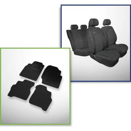 Conjunto: tapetes de veludo + capas feitas sob medida para Nissan Almera N16 Hatchback, Sedan (2000-2006) – Elegance P-1