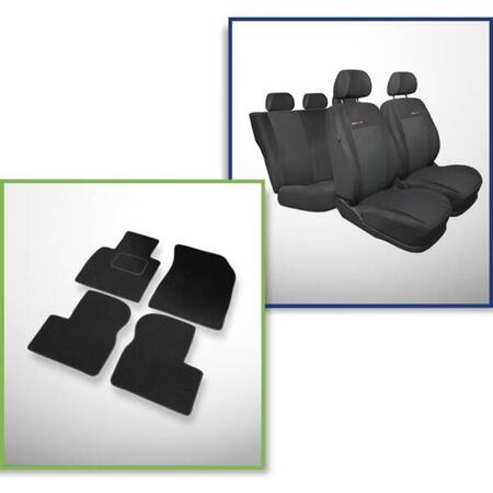 Conjunto: tapetes de veludo + capas feitas sob medida para Nissan Micra IV K13 Hatchback (2010-2016) – Elegance P-3