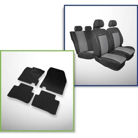 Conjunto: tapetes de veludo + capas feitas sob medida para Nissan Qashqai II Crossover (2013-....) – Elegance P-2