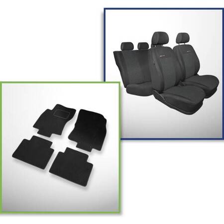 Conjunto: tapetes de veludo + capas feitas sob medida para Nissan X-Trail III SUV (2013-....) – Elegance P-1