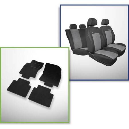 Conjunto: tapetes de veludo + capas feitas sob medida para Nissan X-Trail III SUV (2013-....) – Elegance P-2