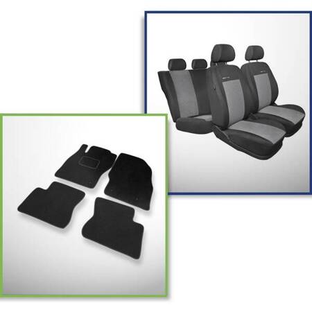 Conjunto: tapetes de veludo + capas feitas sob medida para Opel Corsa E Hatchback, Van (2014-2019) – Elegance P-2 - segunda fileira - apoio bipartido