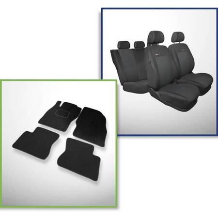 Conjunto: tapetes de veludo + capas feitas sob medida para Opel Corsa E Hatchback, Van (2014-2019) – Elegance P-3 - segunda fileira - apoio bipartido