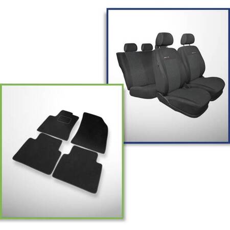 Conjunto: tapetes de veludo + capas feitas sob medida para Opel Crossland X SUV (2017-2020) – Elegance P-1