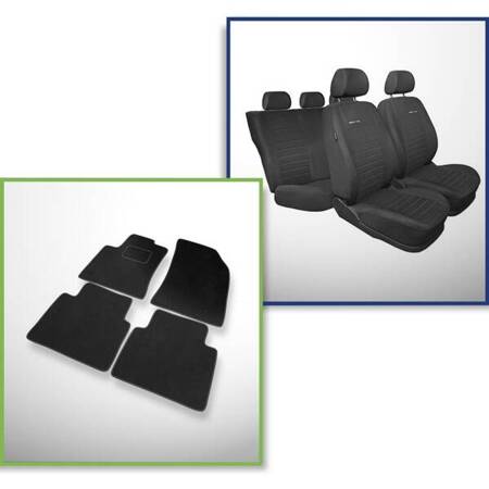 Conjunto: tapetes de veludo + capas feitas sob medida para Opel Crossland X SUV (2017-2020) – Elegance P-4