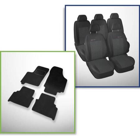 Conjunto: tapetes de veludo + capas feitas sob medida para Opel Meriva I Minivan (2002-2010) – Elegance P-1