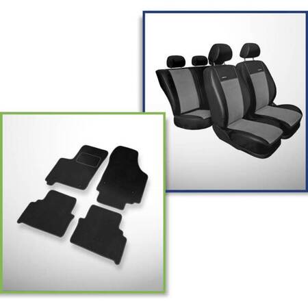 Conjunto: tapetes de veludo + capas feitas sob medida para Opel Meriva I Minivan (2002-2010) – Premium cinza