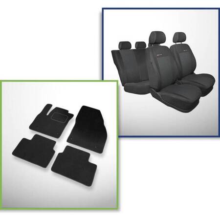 Conjunto: tapetes de veludo + capas feitas sob medida para Opel Meriva II Minivan (2010-2017) – Elegance P-3