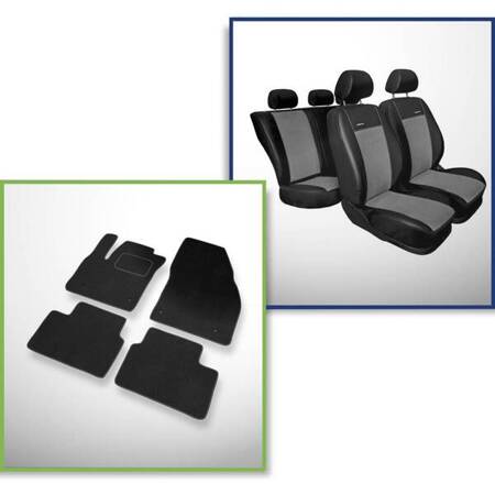 Conjunto: tapetes de veludo + capas feitas sob medida para Opel Meriva II Minivan (2010-2017) – Premium cinza