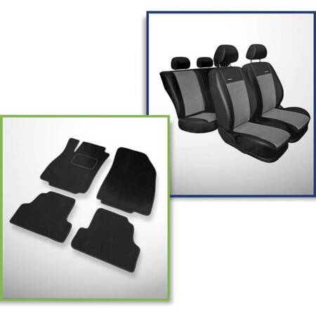 Conjunto: tapetes de veludo + capas feitas sob medida para Opel Mokka SUV (2012-2019) – Premium cinza