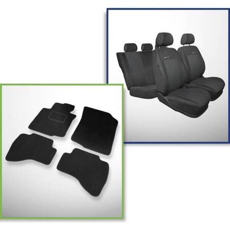 Conjunto: tapetes de veludo + capas feitas sob medida para Peugeot 107 Hatchback (2005-2013) – Elegance P-3