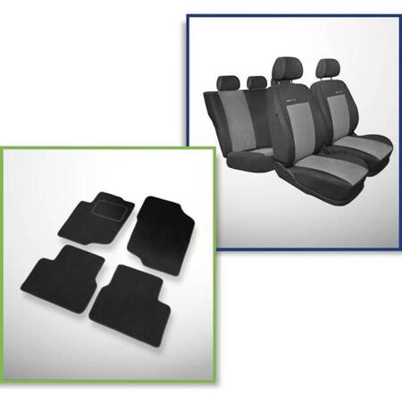 Conjunto: tapetes de veludo + capas feitas sob medida para Peugeot 207 Hatchback, Kabriolet, SW (2006-2012) – Elegance P-2