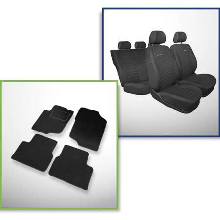 Conjunto: tapetes de veludo + capas feitas sob medida para Peugeot 207 Hatchback, Kabriolet, SW (2006-2012) – Elegance P-4