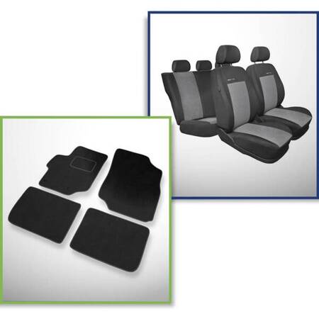 Conjunto: tapetes de veludo + capas feitas sob medida para Peugeot 301 Sedan (2012-2019) – Elegance P-2