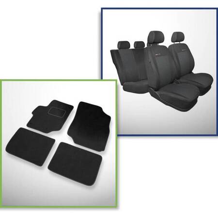 Conjunto: tapetes de veludo + capas feitas sob medida para Peugeot 301 Sedan (2012-2019) – Elegance P-3