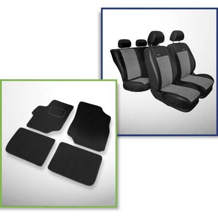 Conjunto: tapetes de veludo + capas feitas sob medida para Peugeot 301 Sedan (2012-2019) – Premium cinza