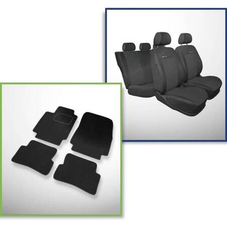 Conjunto: tapetes de veludo + capas feitas sob medida para Renault Clio III Grandtour, Hatchback (2005-2012) – Elegance P-1