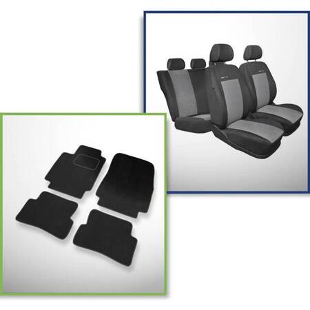 Conjunto: tapetes de veludo + capas feitas sob medida para Renault Clio III Grandtour, Hatchback (2005-2012) – Elegance P-2