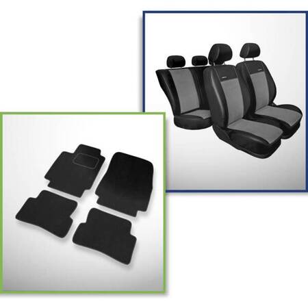 Conjunto: tapetes de veludo + capas feitas sob medida para Renault Clio III Grandtour, Hatchback (2005-2012) – Premium cinza