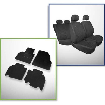 Conjunto: tapetes de veludo + capas feitas sob medida para Renault Kangoo II Van (2012-2021) – Elegance P-4