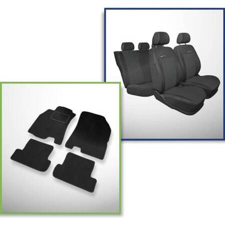 Conjunto: tapetes de veludo + capas feitas sob medida para Renault Megane III Coupé, Grandtour, Hatchback (2008-2016) – Elegance P-1