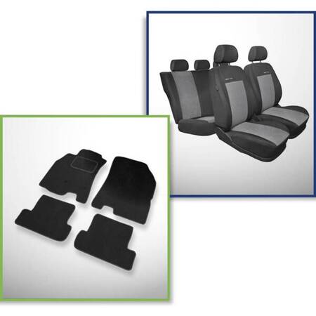 Conjunto: tapetes de veludo + capas feitas sob medida para Renault Megane III Coupé, Grandtour, Hatchback (2008-2016) – Elegance P-2