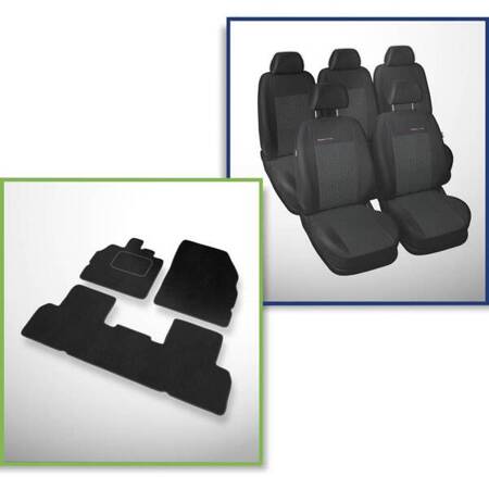 Conjunto: tapetes de veludo + capas feitas sob medida para Renault Scenic III Minivan (2009-2013) – Elegance P-1