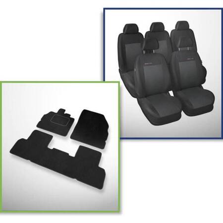 Conjunto: tapetes de veludo + capas feitas sob medida para Renault Scenic III Minivan (2009-2013) – Elegance P-3