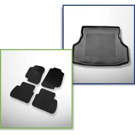 Conjunto: tapetes de veludo + capas feitas sob medida para Saab 9-5 I (1998-2009)