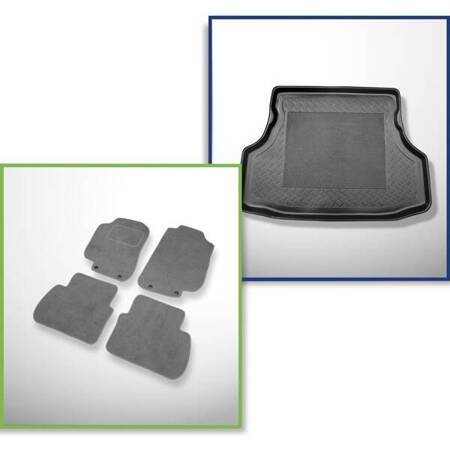 Conjunto: tapetes de veludo + capas feitas sob medida para Saab 9-5 I (1998-2009)