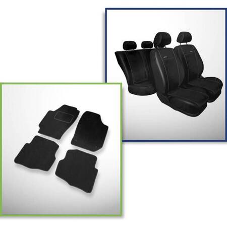 Conjunto: tapetes de veludo + capas feitas sob medida para Seat Ibiza III Standard Hatchback (2002-2008) – Premium preto