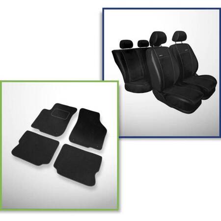 Conjunto: tapetes de veludo + capas feitas sob medida para Seat Leon I Hatchback (1999-2005) – Premium preto