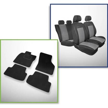 Conjunto: tapetes de veludo + capas feitas sob medida para Seat Leon III Hatchback, Sportstourer (2013-2019) – Elegance P-2