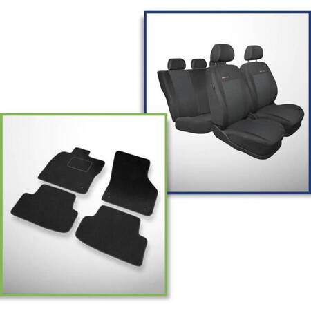 Conjunto: tapetes de veludo + capas feitas sob medida para Seat Leon III Hatchback, Sportstourer (2013-2019) – Elegance P-3