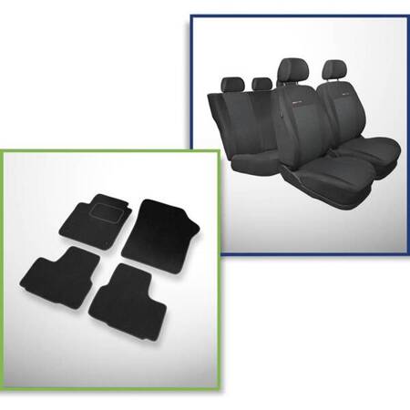 Conjunto: tapetes de veludo + capas feitas sob medida para Seat Mii Hatchback (2011-2018) – Elegance P-3 - para duas fileiras de assentos