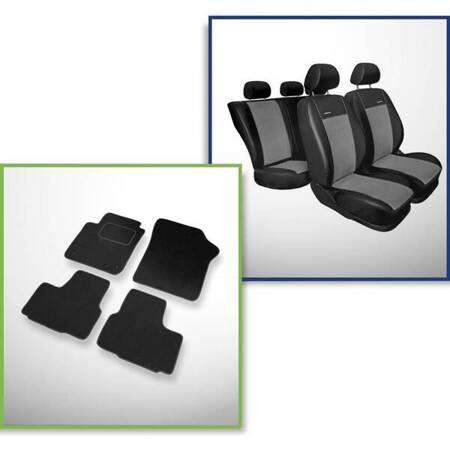 Conjunto: tapetes de veludo + capas feitas sob medida para Seat Mii Hatchback (2011-2019) – Premium cinza - separado 2 em 1